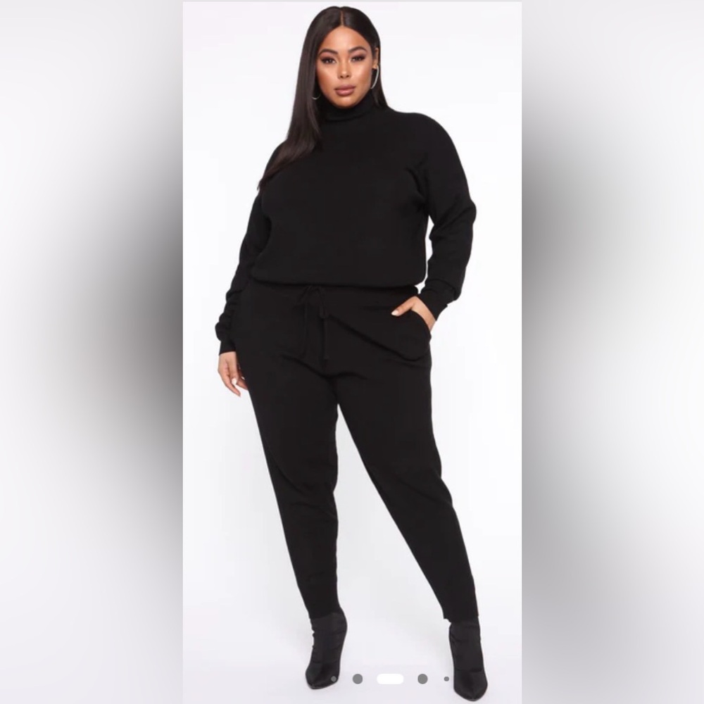Fashion Nova Plus Size Black Drawstring Jogger Set